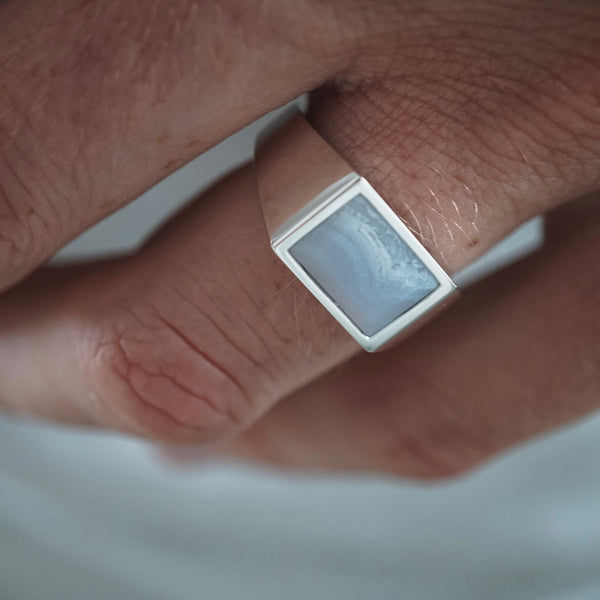 Aquamarin Blauer Silber Ring