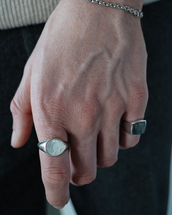 Handgemachter 925 Silber Ring mit Mother-of-Pearl Edelstein Eleganter Siegelring Glanzvoller Look Perfektes Geschenk Sprezzi Fashion