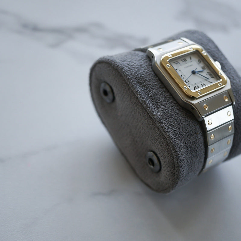 Hochwertige Uhrenbox für eine Uhr aus Kunstleder Grau