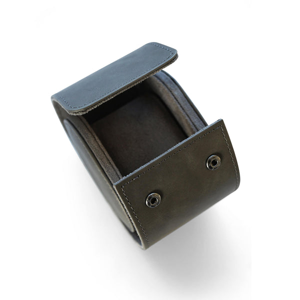 Hochwertige Uhrenbox für eine Uhr aus Kunstleder Grau