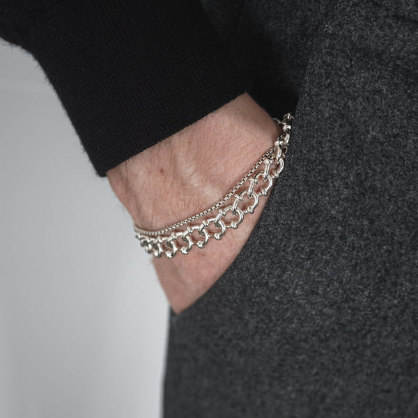 Metall Armband für Männer aus 925 Sterling Silver robust verstellbar