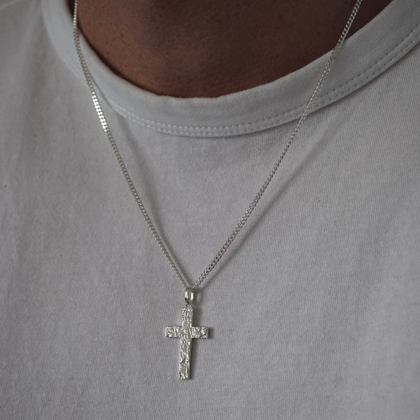 Herren Halskette 925 Sterling Silver mit Kreuz Anhänger Sprezzi Fashion