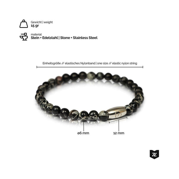 Stein Perlen Armband für Herren schwarz aus echten Edelsteinen handmade