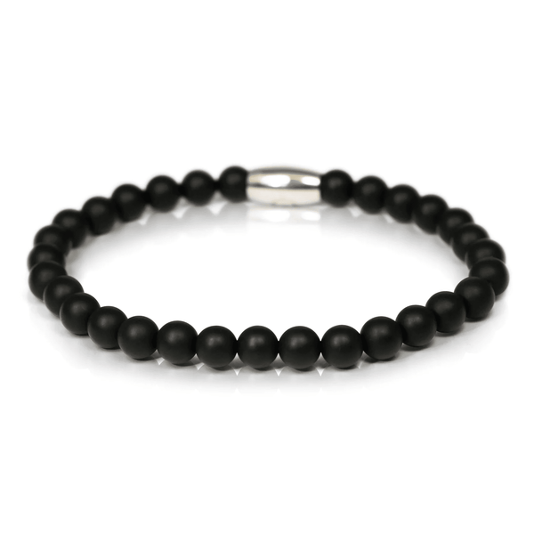 Stein Perlen Armband für Herren schwarz aus echten Edelsteinen handmade