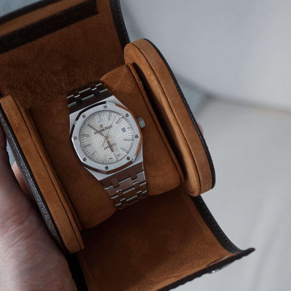 Hochwertige Leder Uhrenrolle braun Aufbewahrung für eine Uhr Sprezzi Fashion