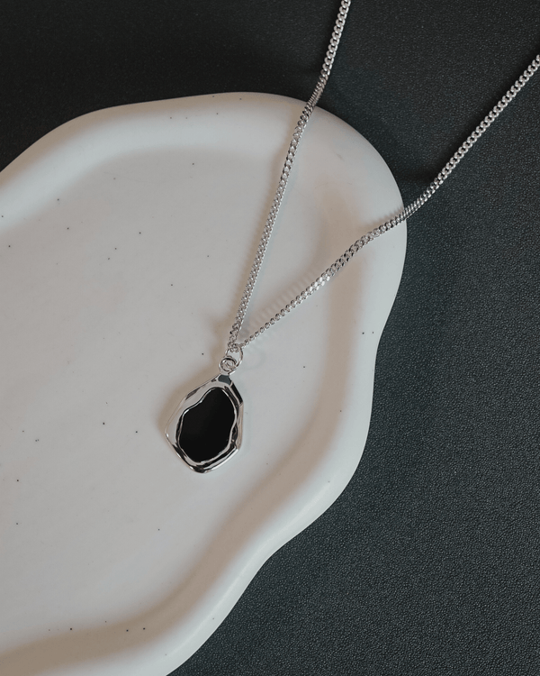 Onyx Halskette Silber Anhänger