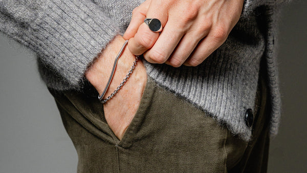 Männerschmuck Silber Armbänder und Ringe aus poliertem 925 Sterling Silver