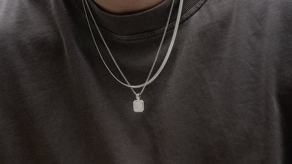 Silberschmuck Halsketten Set mit Anänger Schlangen Kette Naturstein Anhänger Stein