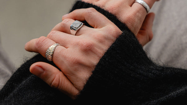 Herren Ringe Silber Sterling Silver Bandring Siegelring modisch Streetwear Streetstyle Trend