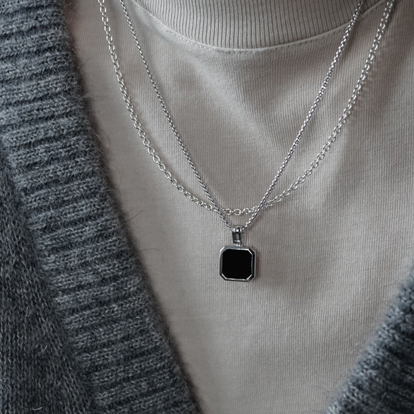 925 Sterling Silver Necklace [Onyx II] Halsketten Sprezzi 