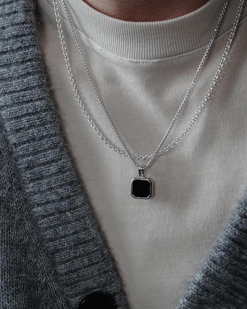 925 Sterling Silver Necklace [Onyx II] Halsketten Sprezzi 