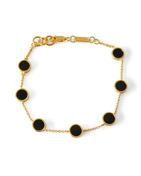 feines Herren Armband Gold mit schwarzen Onyx Steinen 