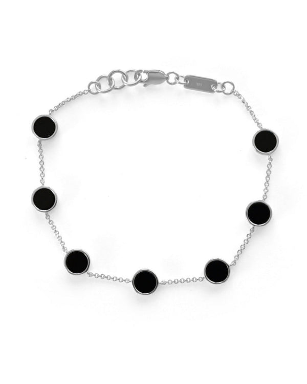 Herren Armband Silber elegant hochwertig Glieder mit schwarzem Onyx Edelstein
