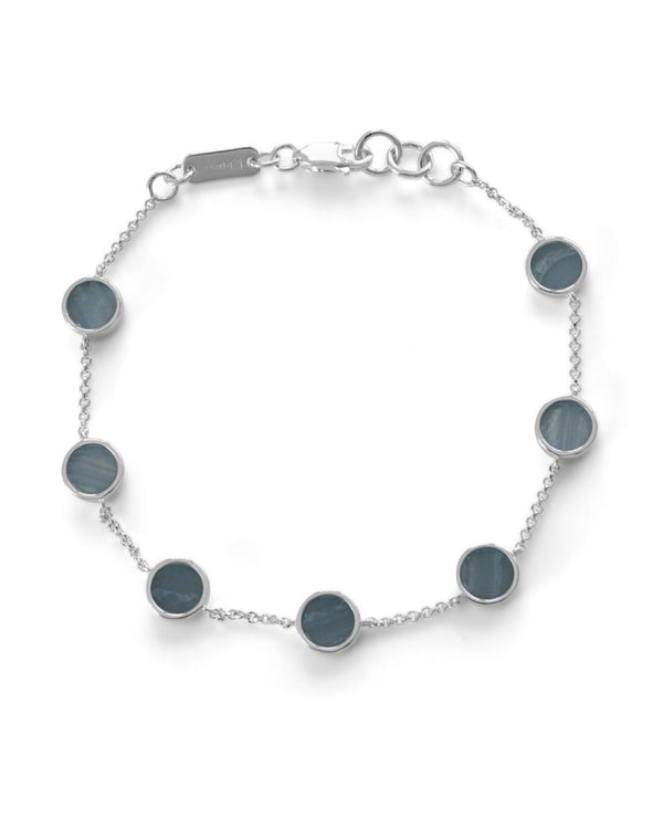 Herren Armband Silber elegant hochwertig Glieder mit blauem Aquamarin Edelstein verstellbar