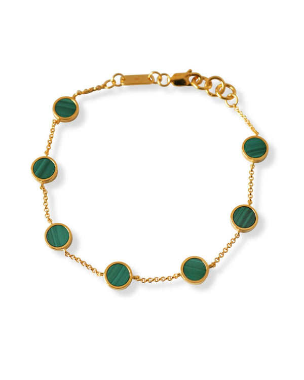 feines goldenes Armband mit grünen Malachit Edelsteinen