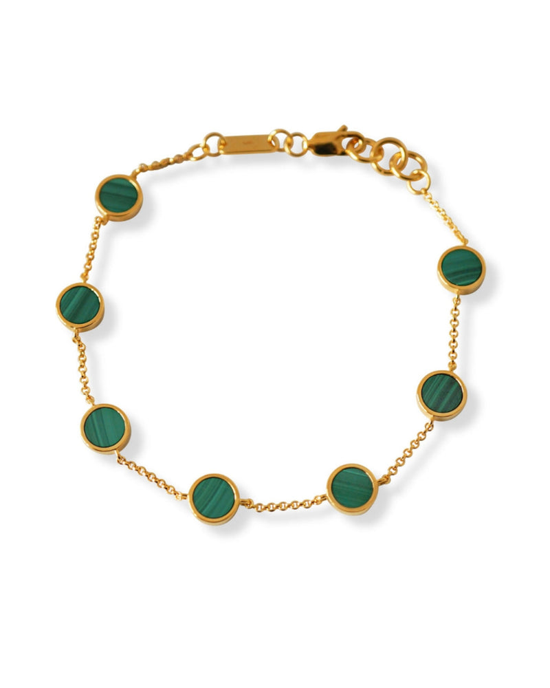 feines goldenes Armband mit grünen Malachit Edelsteinen