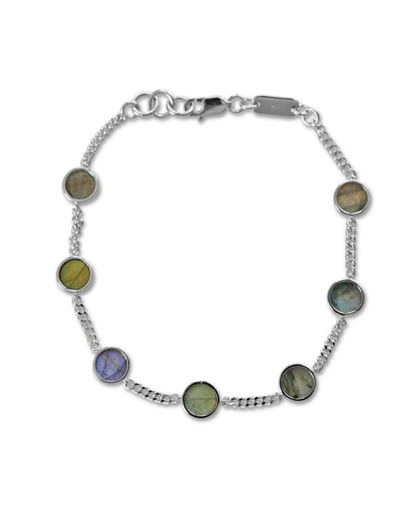 Herren Armband Silber elegant hochwertig Glieder mit Larvikite Stein