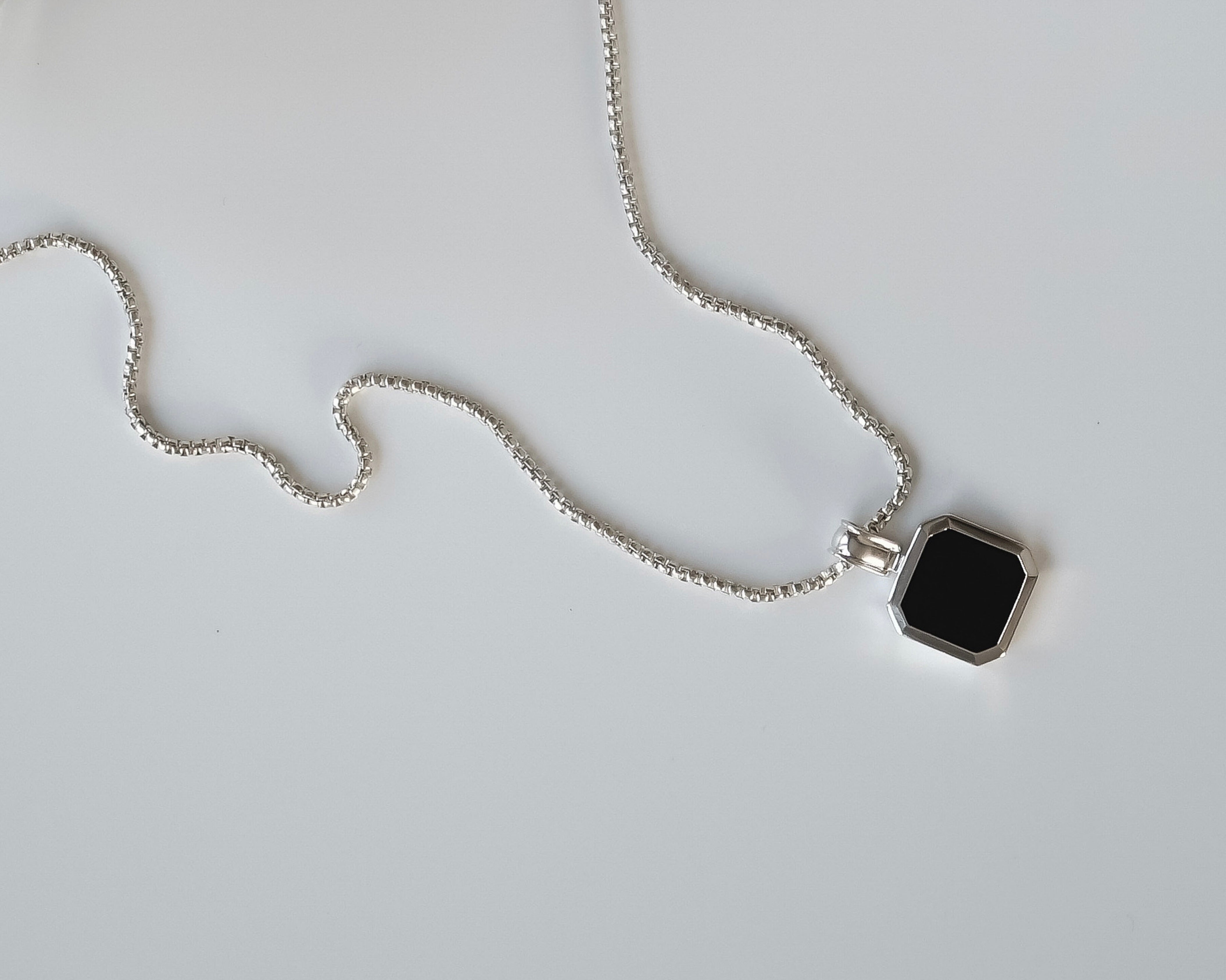 Onyx Kette Silver