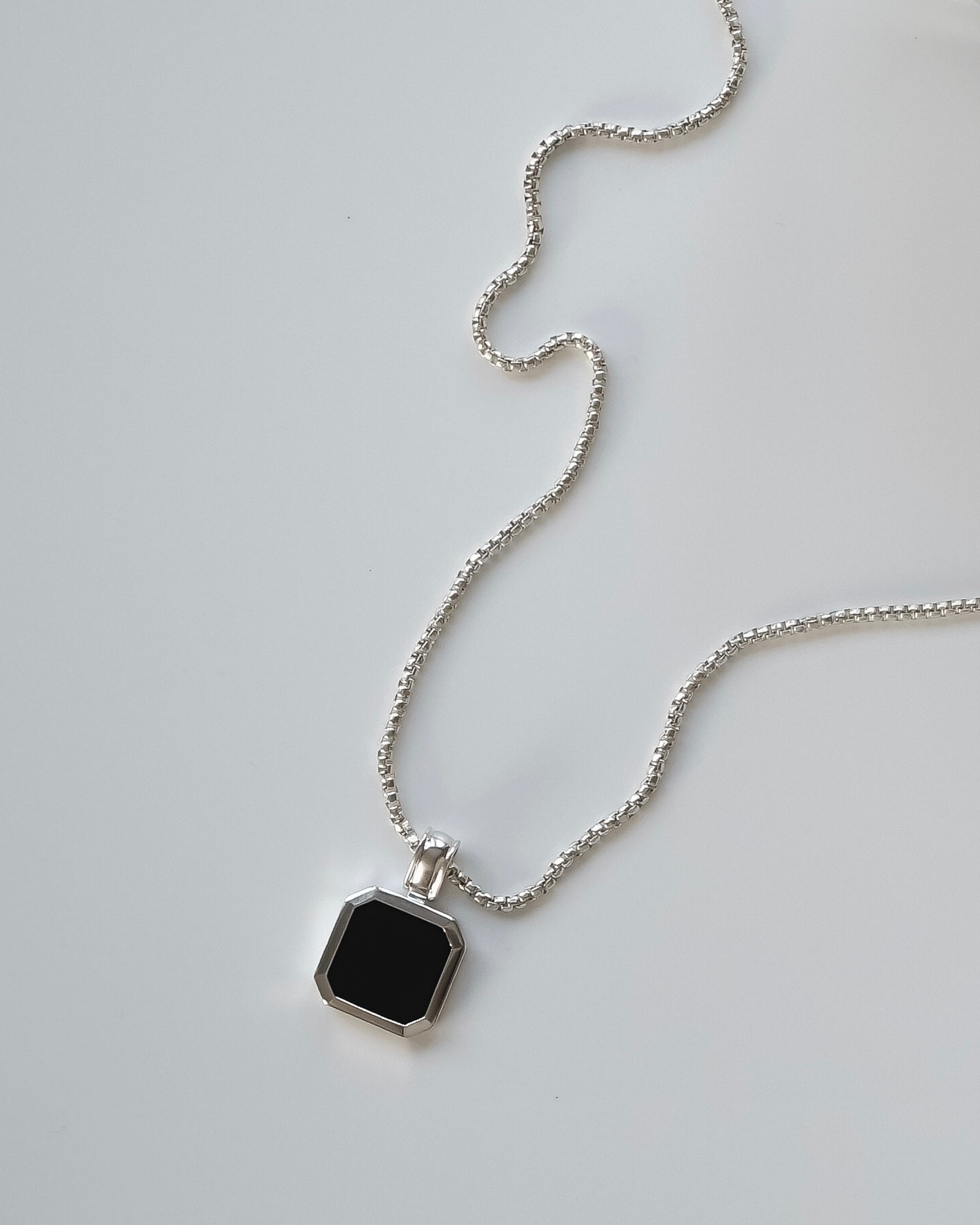 Onyx Kette Silver