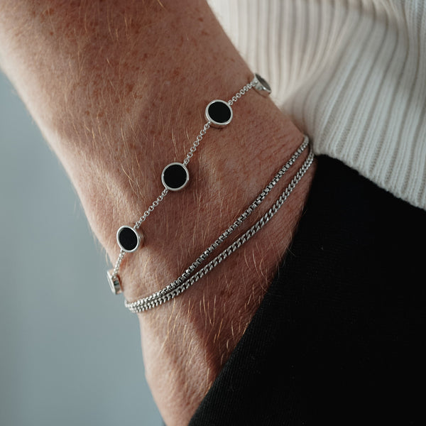 Bracelet pour homme en argent 925 de haute qualité avec pierre précieuse onyx noir sertie, élégant et robuste pour un usage quotidien Sprezzi Fashion