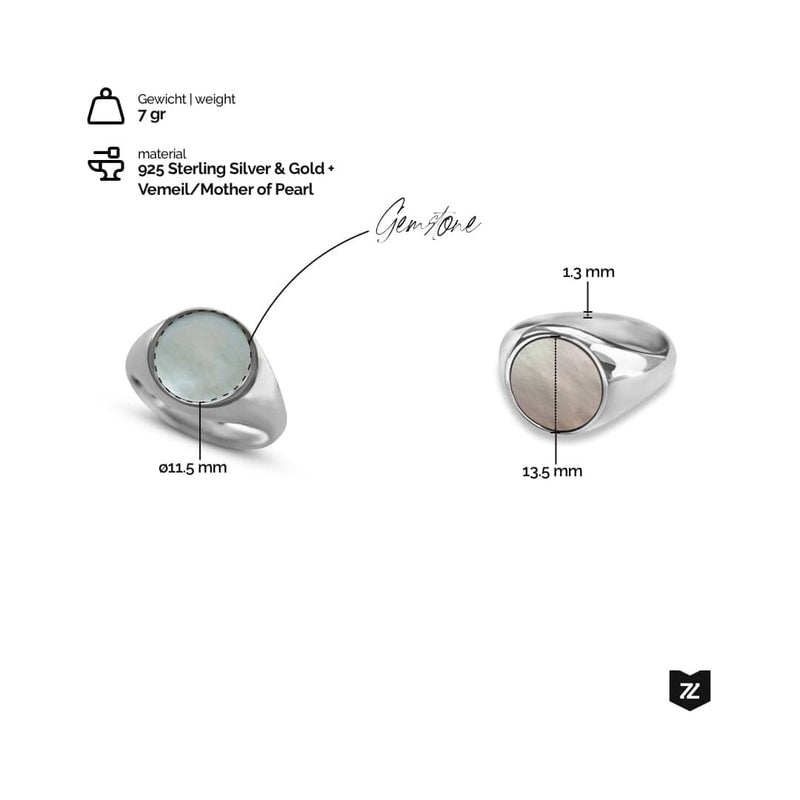 925 Silber Ring mit Ovalem Mother-of-Pearl Edelstein Gewicht 7 Gramm Handgemacht Stilvolles Schmuckstueck Perfektes Geschenk Sprezzi Fashion