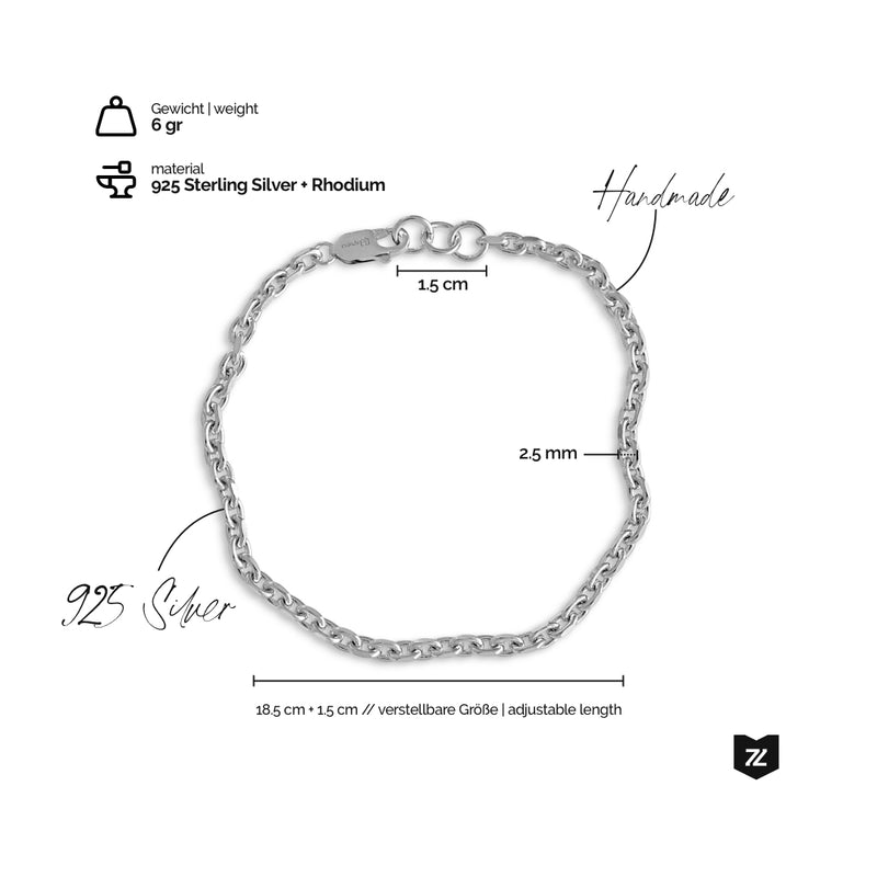 925 Sterling Silber Armband Fine Toggle handgefertigt mit Rhodium-Beschichtung 6 Gramm Schmuck für Herren von Sprezzi Fashion