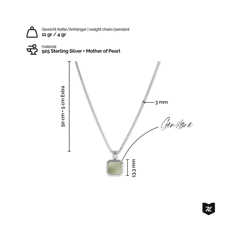 Elegante 925 Sterling Silber Halskette mit schimmerndem Perlmutt Anhänger, handgefertigt mit 11g Kette und 4g Anhänger – stilvoll und hochwertig verarbeitet Sprezzi Fashion