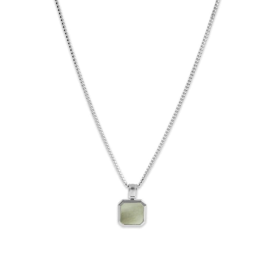 Men's Silver Chain With Mother Of Pearl Pendant | Sprezzi Fashion