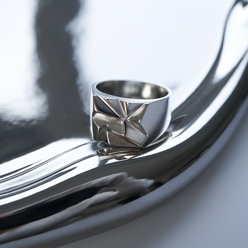 925 Sterling Silber Ring Notch Fuer Maenner Handgemacht Massives Design Stilvolles Schmuckstueck Sprezzi Fashion