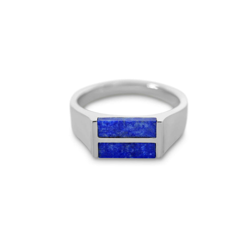 Polierter 925 Silber Ring mit zwei Lapis Steinen handgefertigt stilvoll unisex Sprezzi Fashion