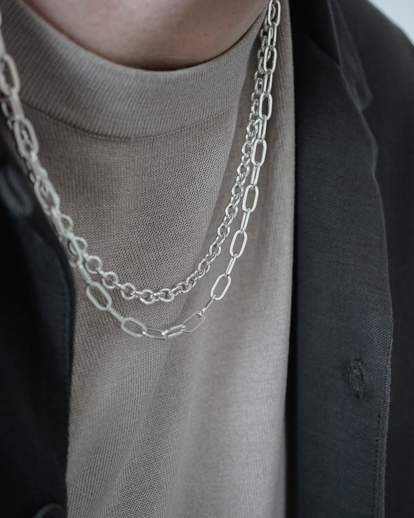 Collier Paperclip en argent sterling 925 fait main avec finition rhodiée, robuste et élégant pour des looks streetwear Sprezzi Fashion