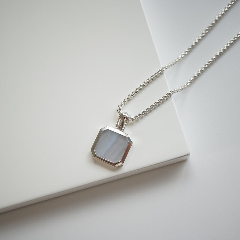925 Sterling Silver Necklace [Aqua] Halsketten Sprezzi 