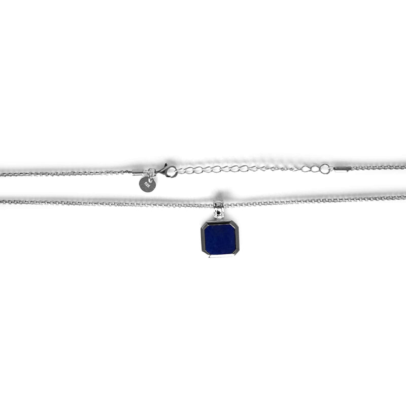 Herren Halskette Silber mit Lapis Stein Anhänger blau