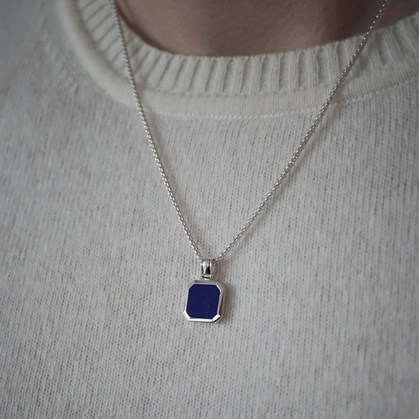 925 Sterling Silver Necklace [Lapis] Halsketten Sprezzi Blue Silver 