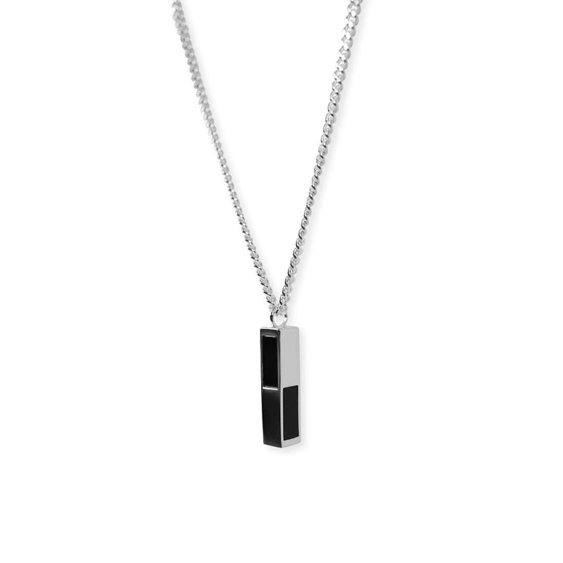925 Sterling Silver Necklace [Onyx Cube] Halsketten Sprezzi Black Silver 