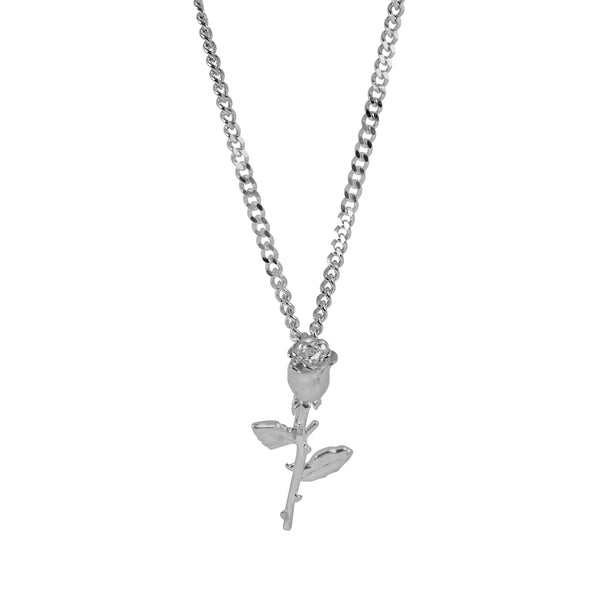 925 Sterling Silver Necklace [Rose] Halsketten Sprezzi Silver Silver Curb