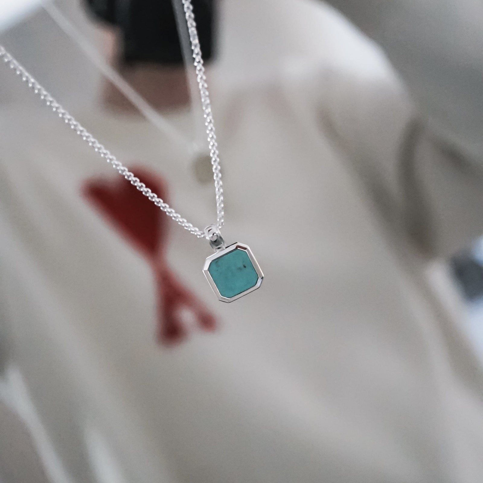 TURQUOISE SILVER selling 925 BOXCHAIN NECKLACE