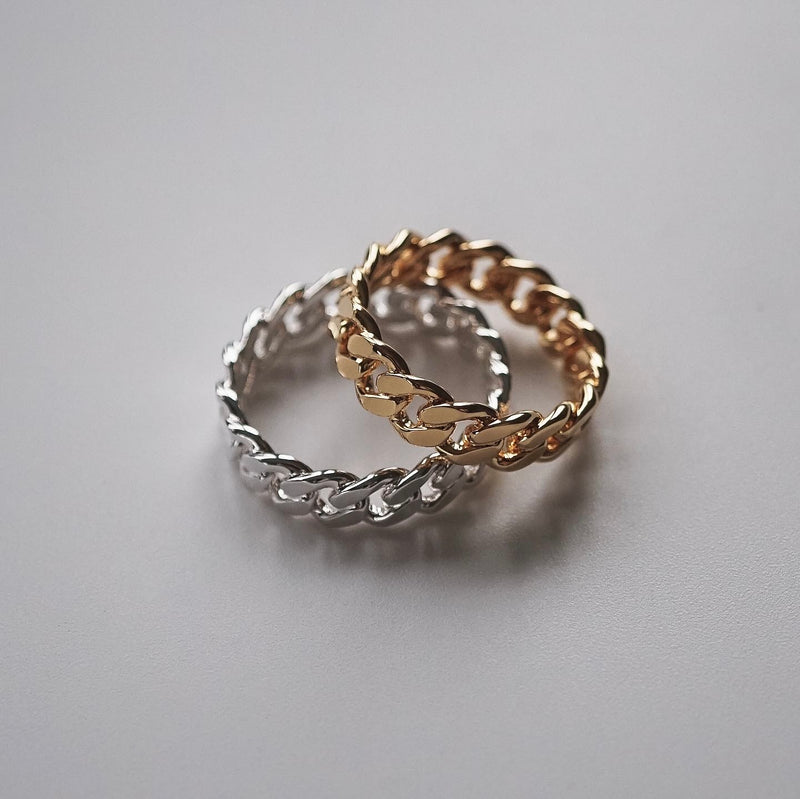 Silber und Gold Ring Bandring fein kubanischer Stil Cuban Style Sprezzi Fashion