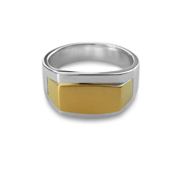 Moderner Bicolor Ring Edgy aus 925 Sterling Silber mit 18k Vergoldung und markantem Design Sprezzi Fashion