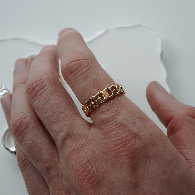 Stylischer Chain Ring für Herren perfekt für Streetwear 925 Sterling Silver & 18k Gold Sprezzi Fashion