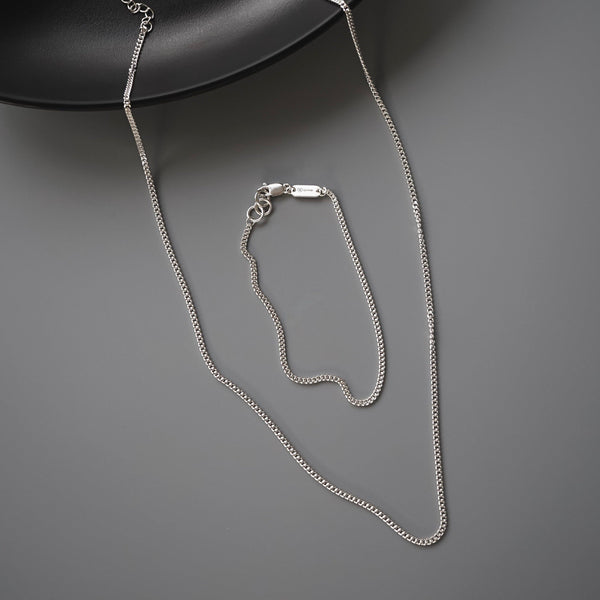 Curb Armband und Halskette Set aus 925 Silber handgefertigt mit feinen Details ideal für Herren und Damen als Geschenk Sprezzi Fashion