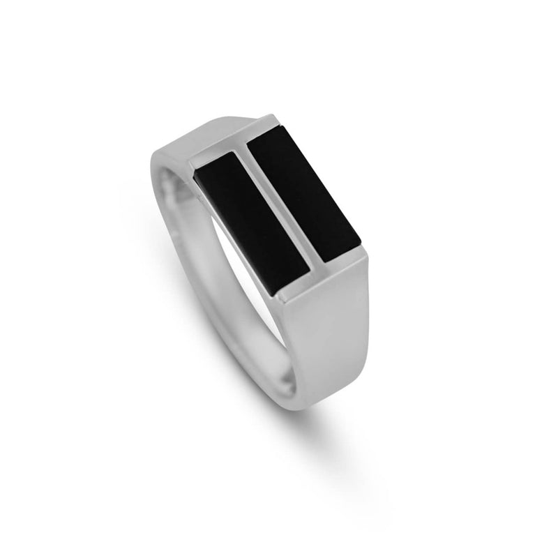 Sprezzi Fashion Balance Siegelring Silber mit schwarzem Onyx Stein