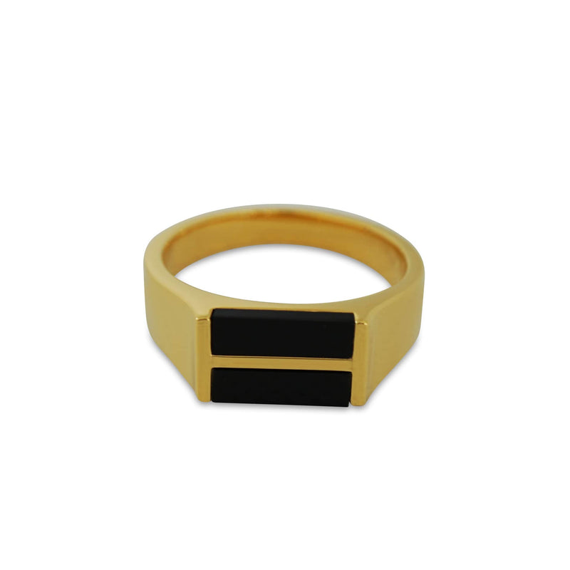 Goldener Siegelring mit schwarzem Onyx Stein minimalistisch