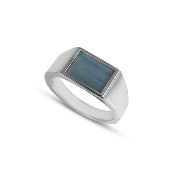 Siegelring mit blauem Stein für Männer aus 925 Sterling Silver Sprezzi Fashion