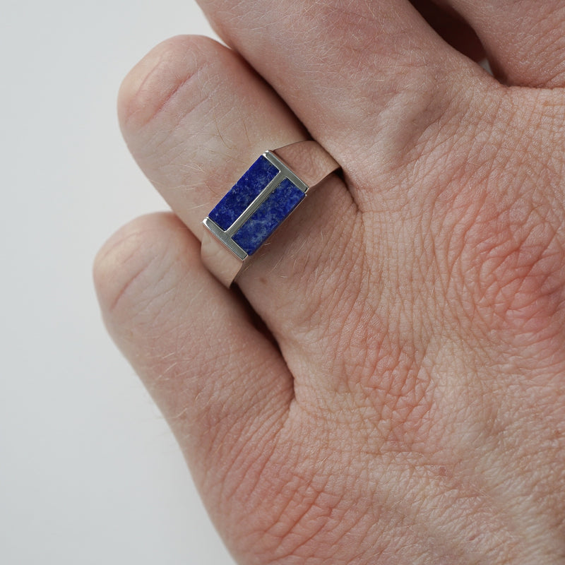 Siegelring Silber mit blauem Lapislazuli Stein 