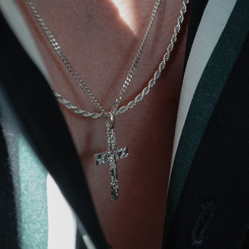 Herren Halskette 925 Sterling Silver mit Kreuz Anhänger Sprezzi Fashion