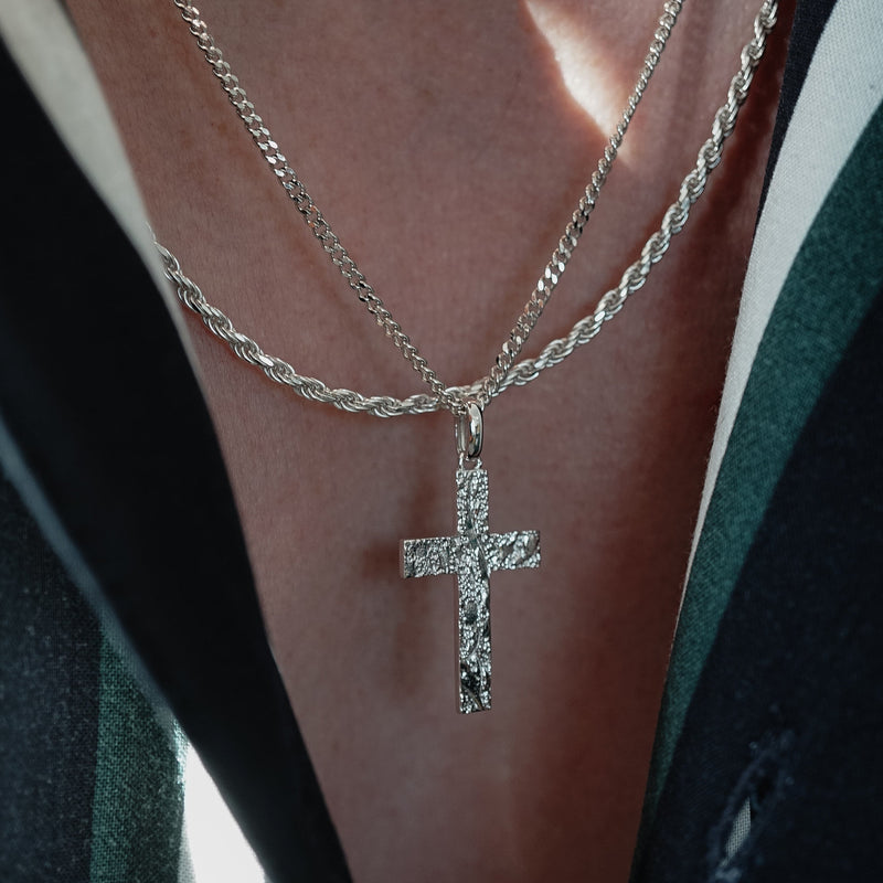 Herren Halskette 925 Sterling Silver mit Kreuz Anhänger Sprezzi Fashion