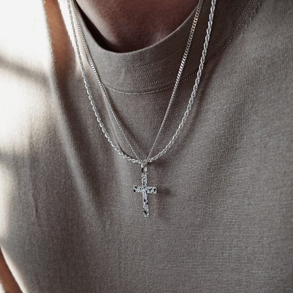Herren Halskette 925 Sterling Silver mit Kreuz Anhänger Sprezzi Fashion