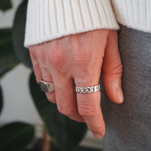 Silber Ring für Männer aus 925 Sterling Silver Cuban Ring Streetwear