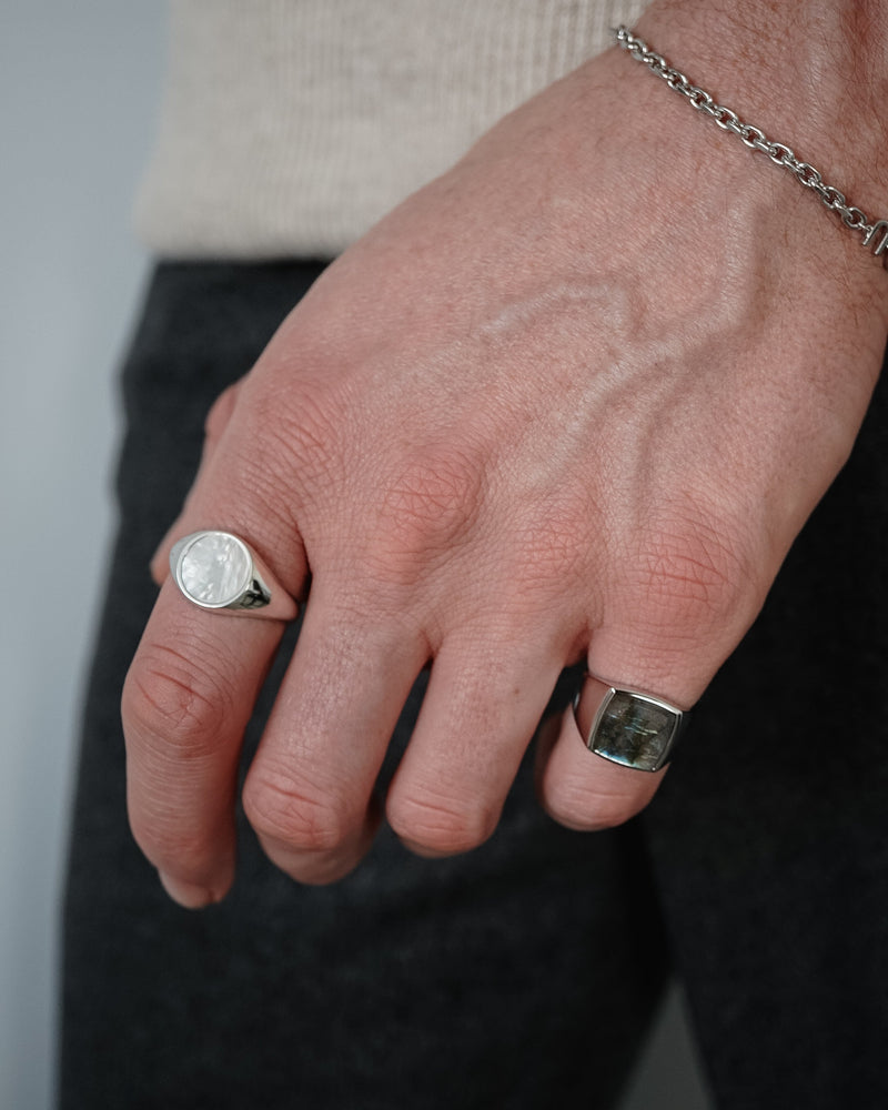 Ovaler Siegelring Männer 925 Silber Ring mit Edelstein Sprezzi Fashion